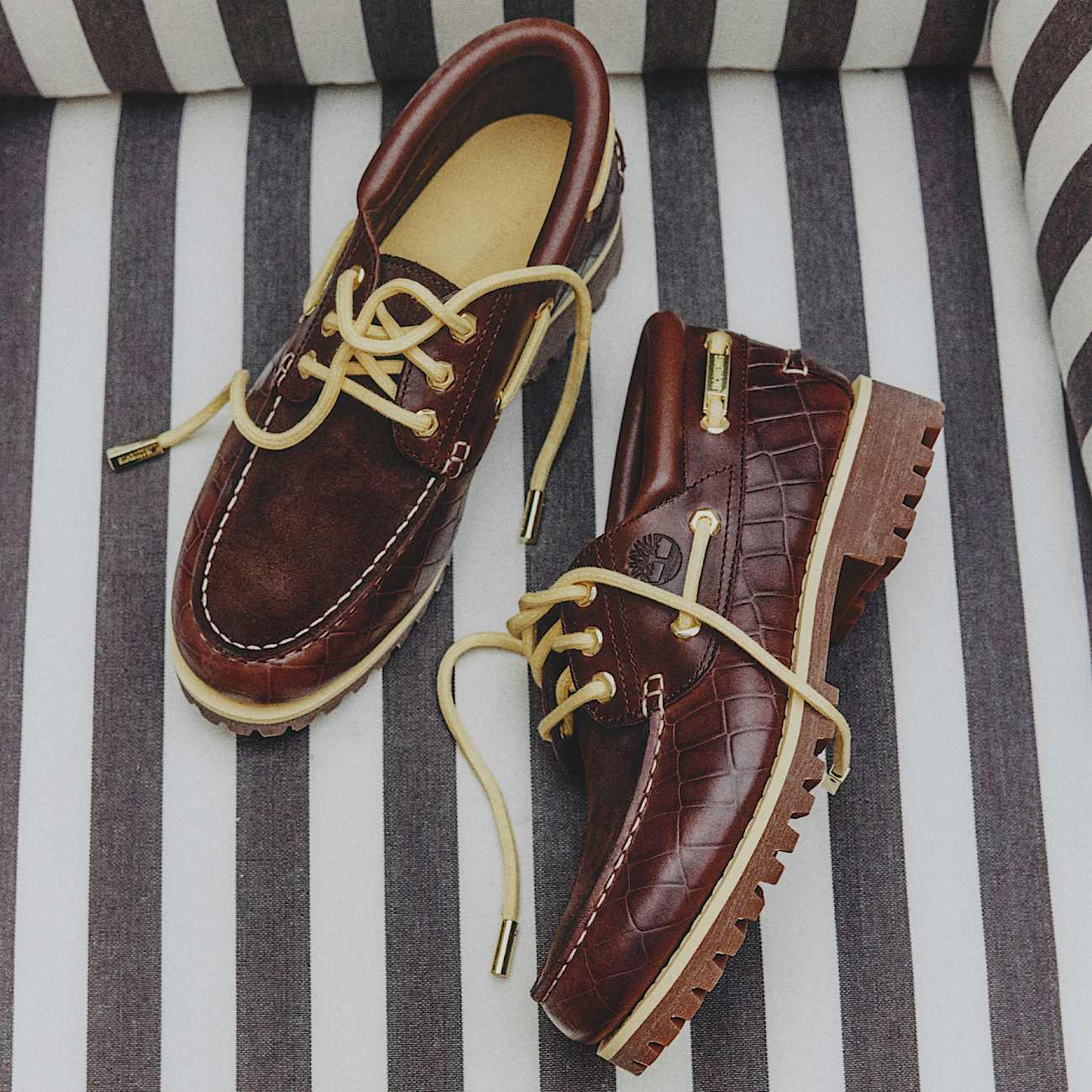 Timberland x Jacquemus Authentic Boat Shoe TBL Dark Brown Croc Embossed ALTA