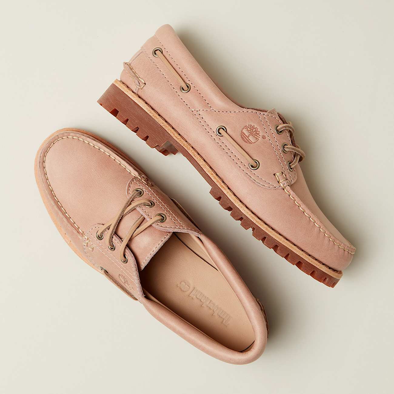 Zapatos nuticos Timberland Authentic de 3 ojales para Mujer TBL Rosa claro grano completo ALTA