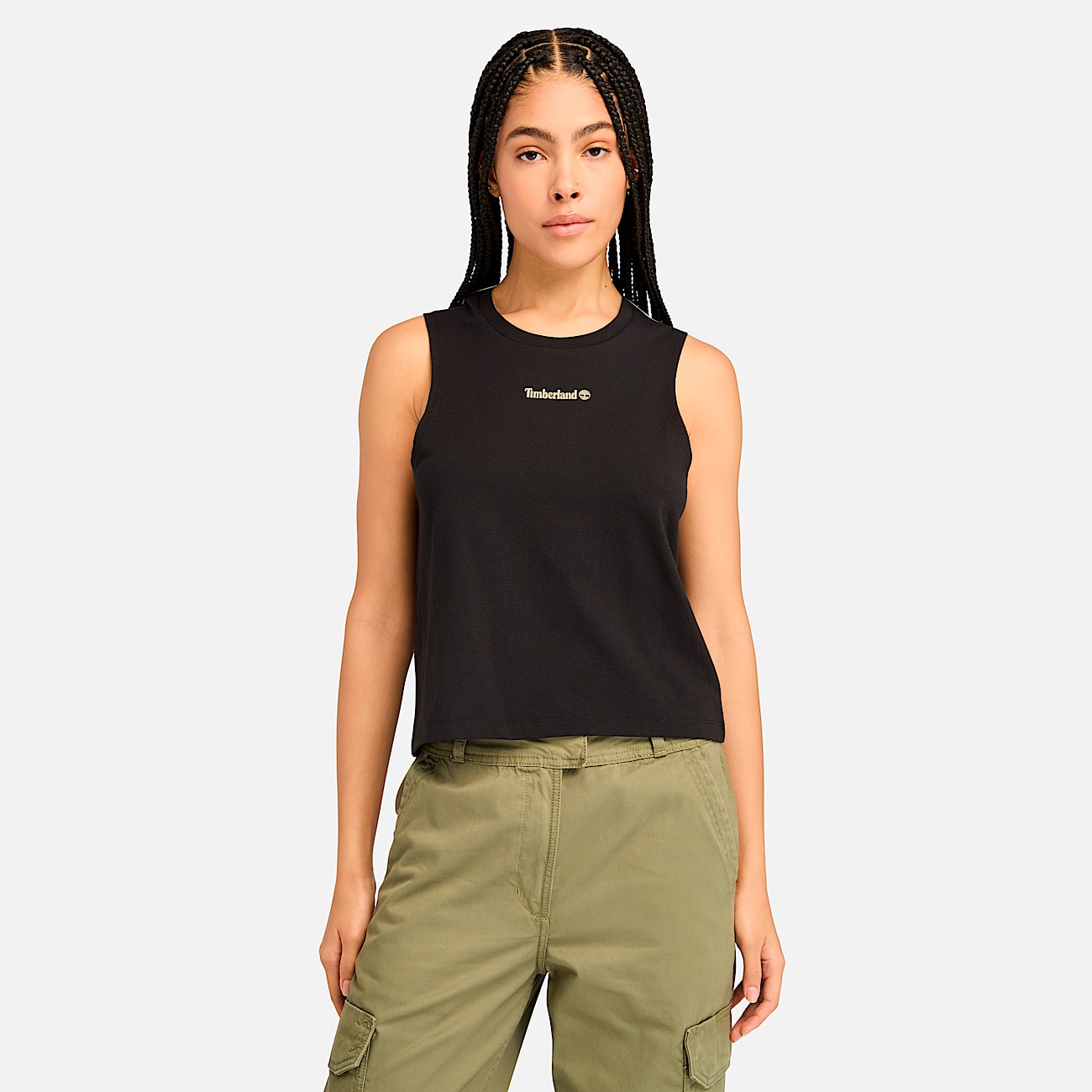 VIAVANDA DISTORTION HOODED TANK TOP ベージュ Women's Wicking Tank Top