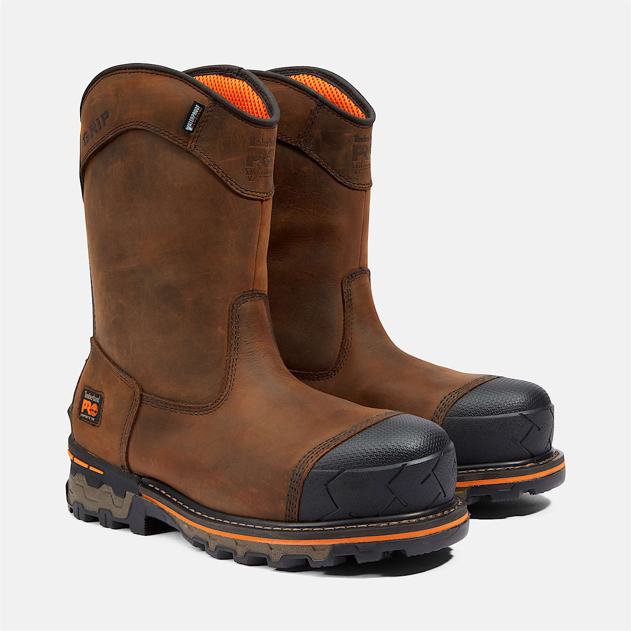 Men's Boondock Waterproof Pull-On Comp-Toe Work Boot - 4