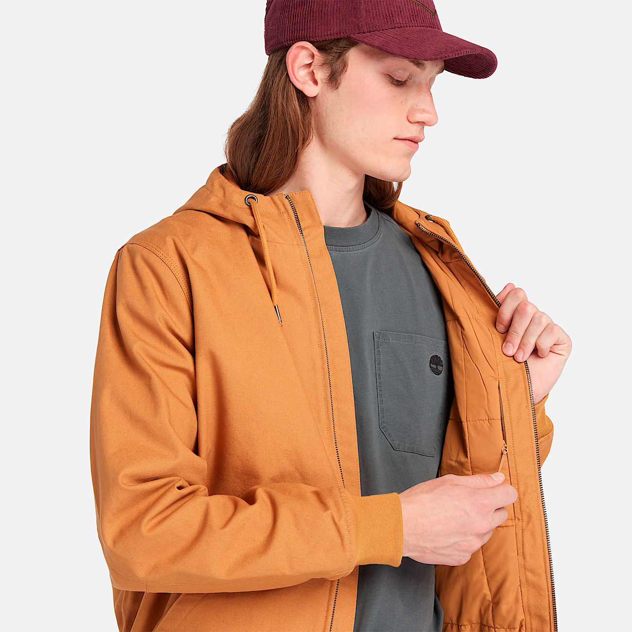 Men's Insulated Canvas Hooded Bomber Jacket
