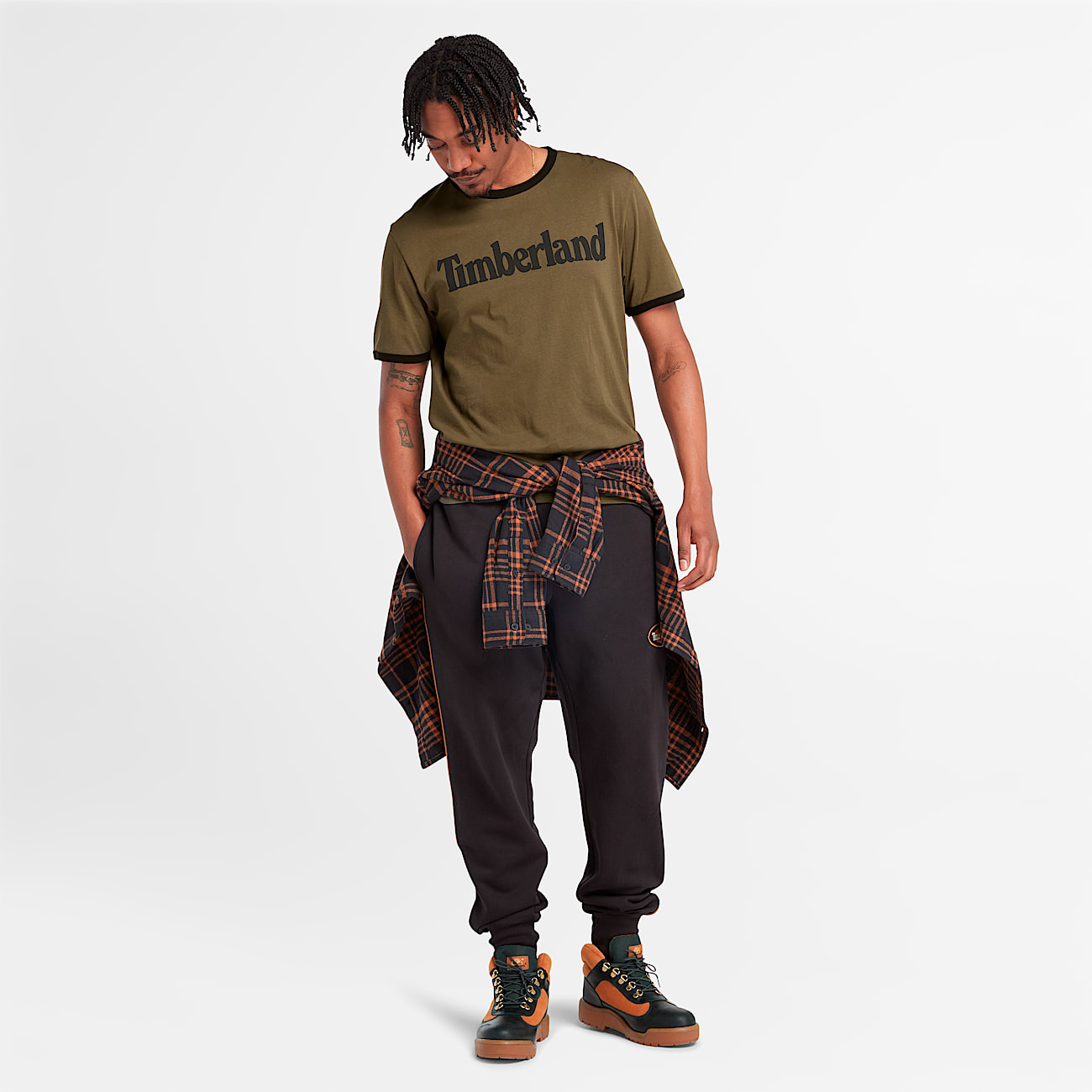 Men's Linear-Logo Ringer T-Shirt