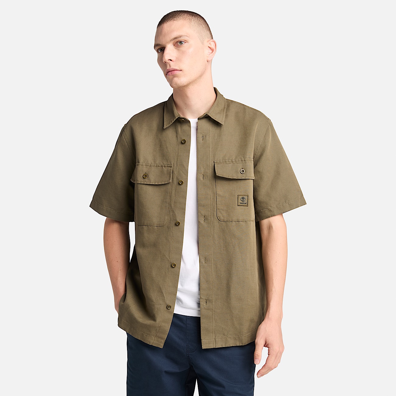 Sobrecamisa de algodón y lino para hombre - 1