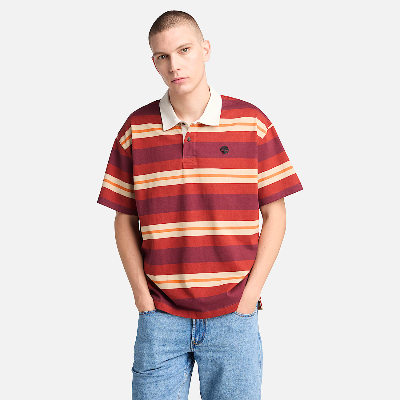 Men's Short-Sleeve Striped Rugby Polo - 1