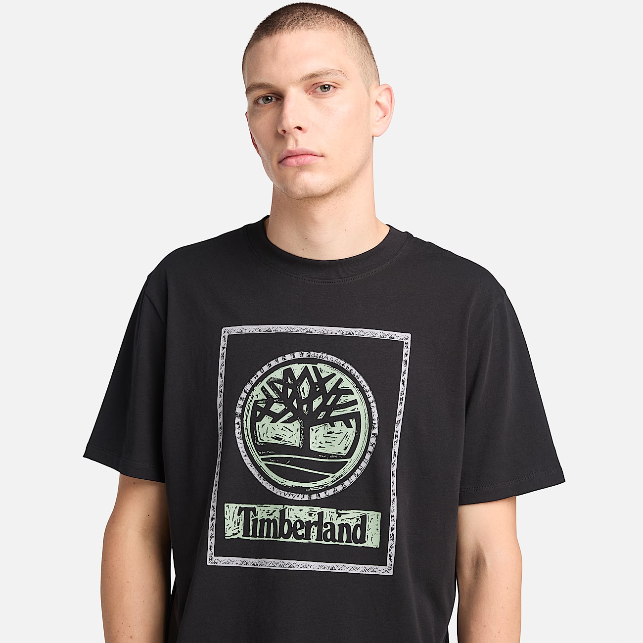 ★Timberland★ Stack Logo Colored 半袖 ロゴ Tシャツ black Square Stack Logo Short-Sleeve T-Shirt