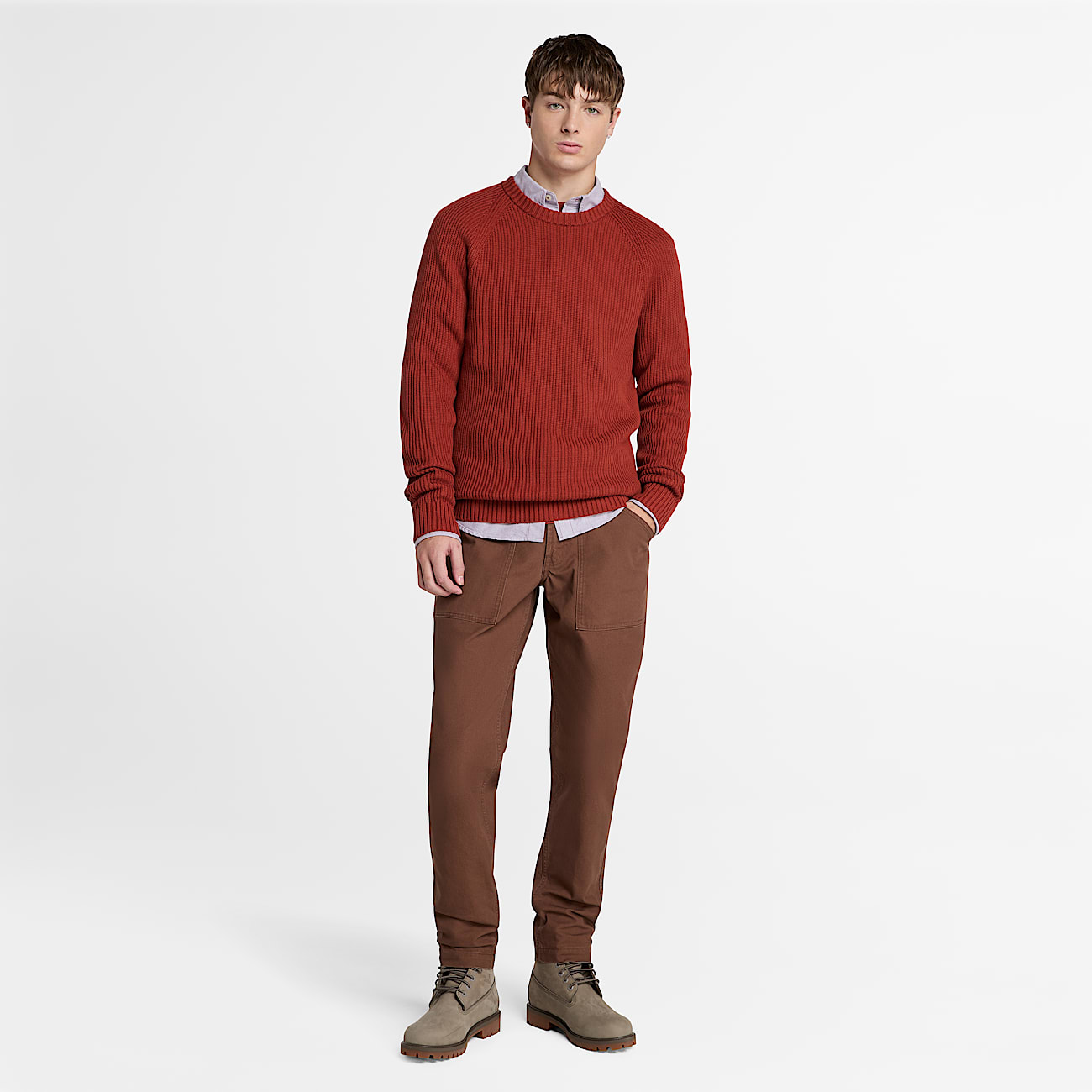 Men's Raglan Sleeve Ribbed Sweater - 2