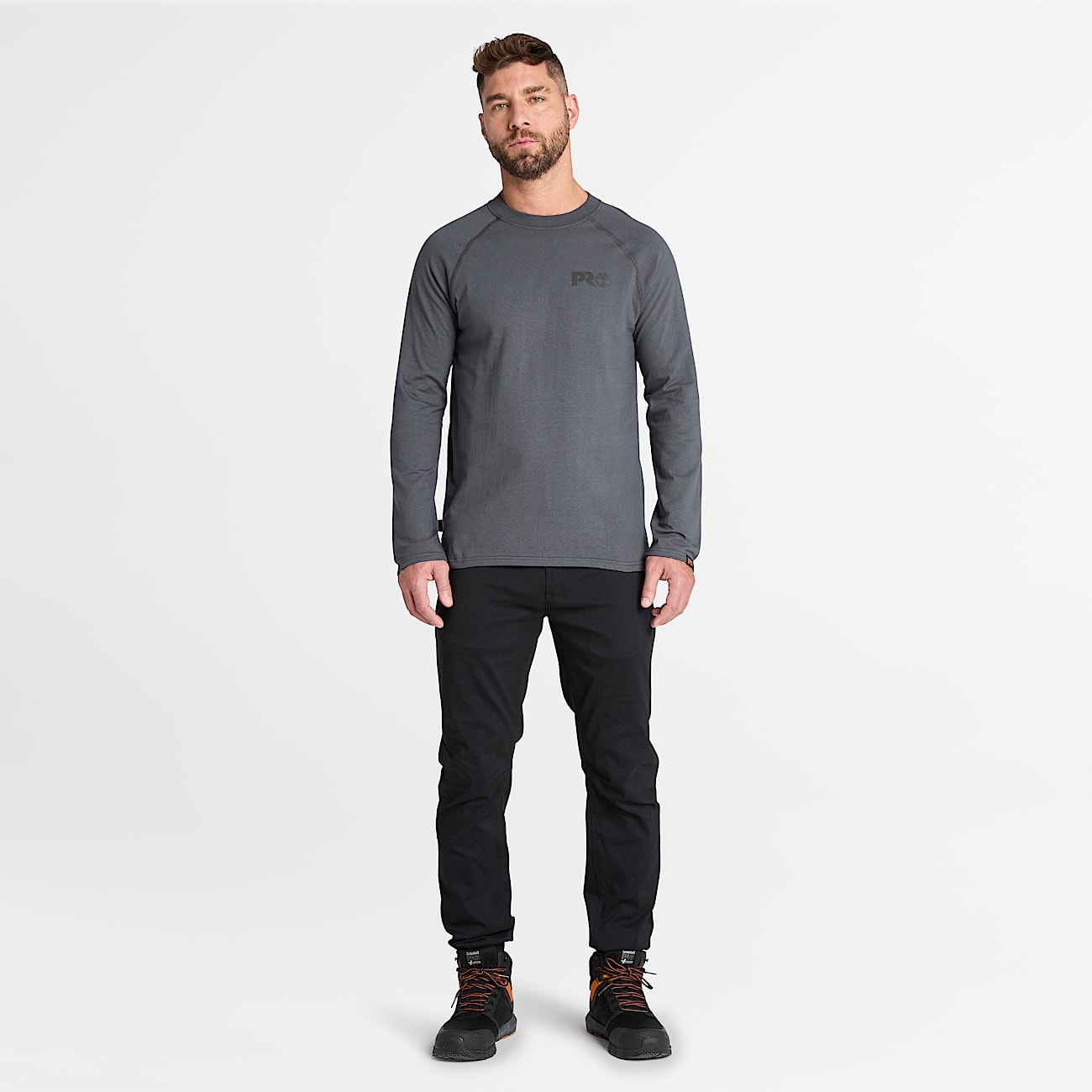 【Timberland】 ★ Graphic Long Sleeve ★ Black Men's Timberland PRO® Core Reflective Logo Long-Sleeve T-Shirt