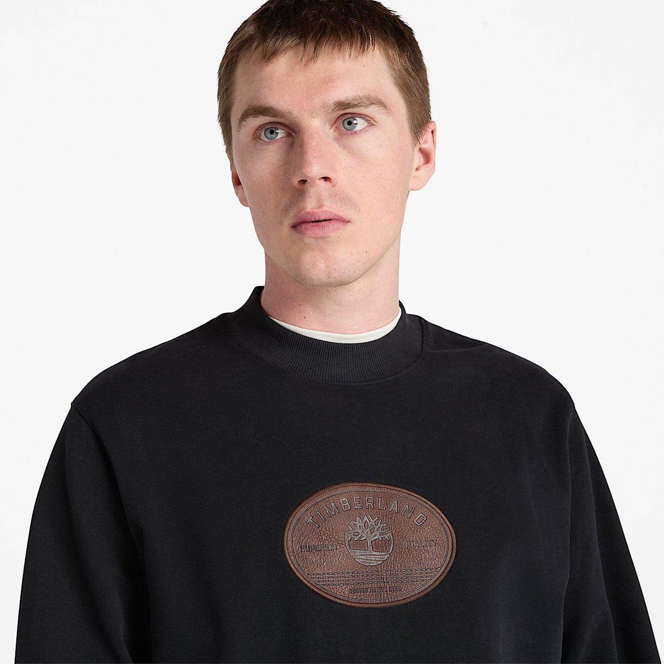 Men's Leather Badge Crewneck Sweatshirt - 3