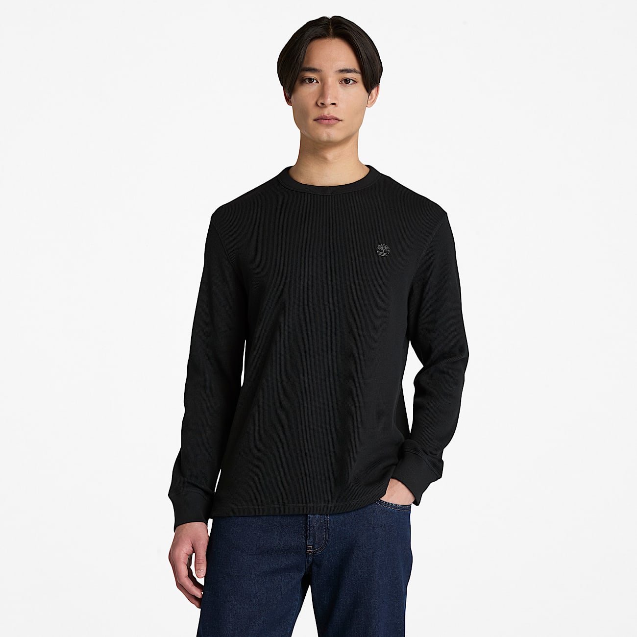 Men's Wharf River Waffle Long-Sleeve Polo Shirt - 1