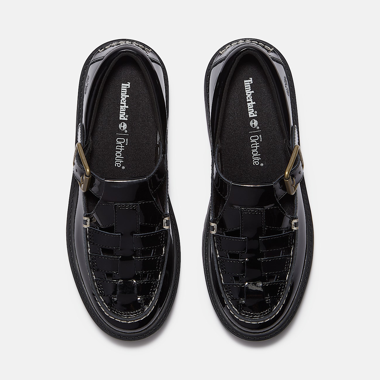 Women's Patent Leather Stone Street Platform Buckle Shoe - 2