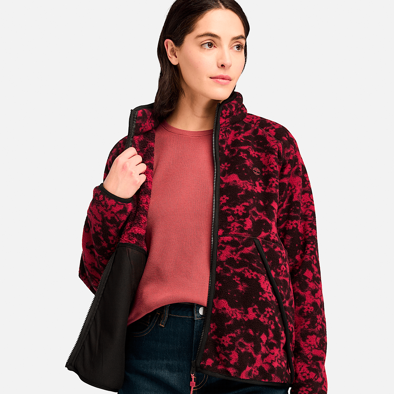 Womens patterned fleece jacket sale