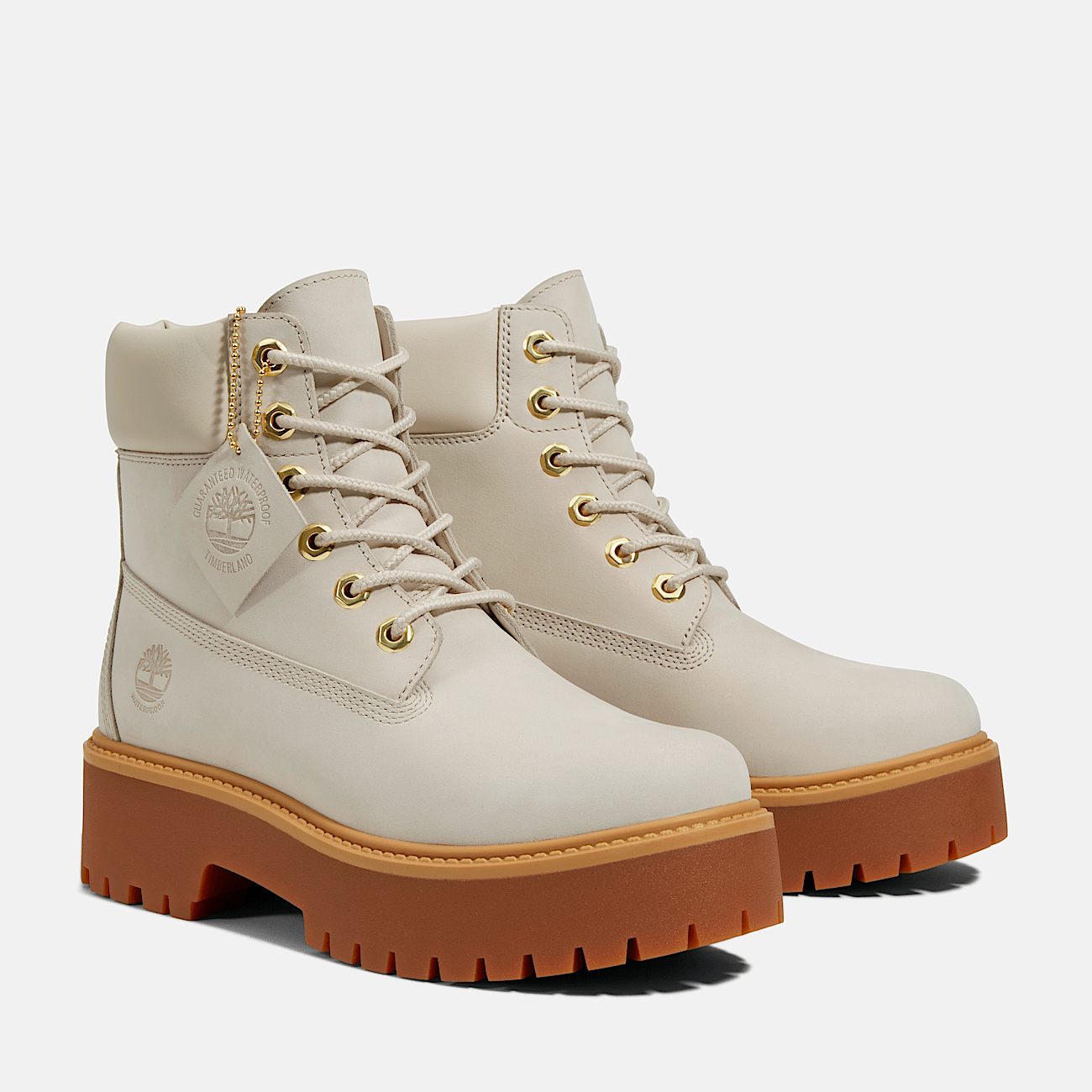 White timbs with gold chains cheap