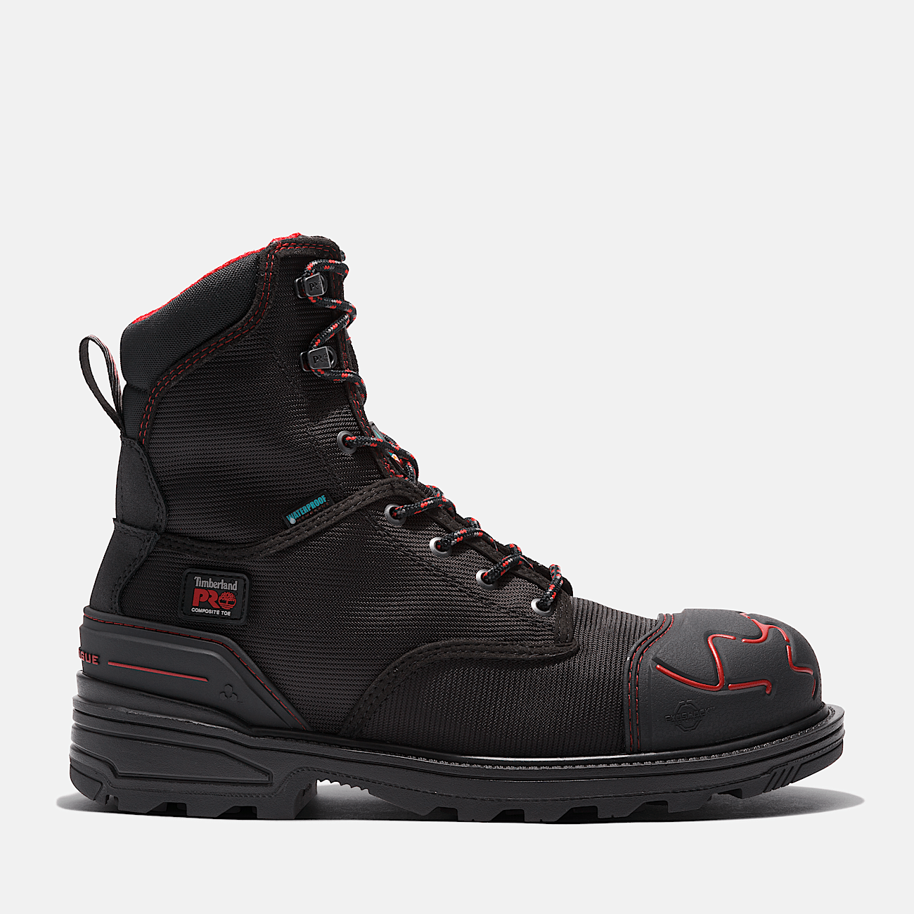 Timberland PRO Men s Magnitude 8 Waterproof Comp Toe Work Boots in Black Red Size 10.5 W