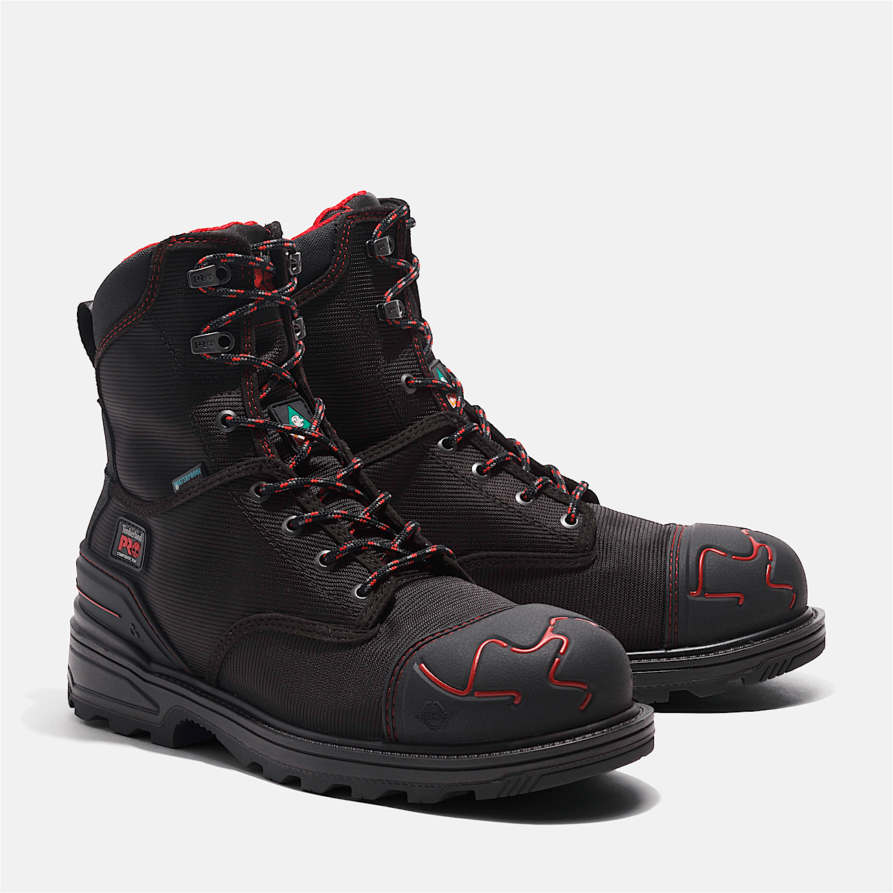 Timberland PRO Men s Magnitude 8 Waterproof Comp Toe Work Boots in Black Red Size 14 W