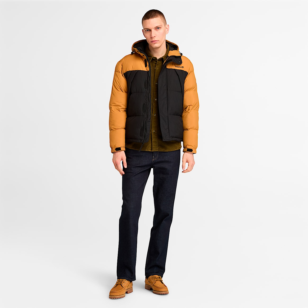 Orange puffer coat mens store