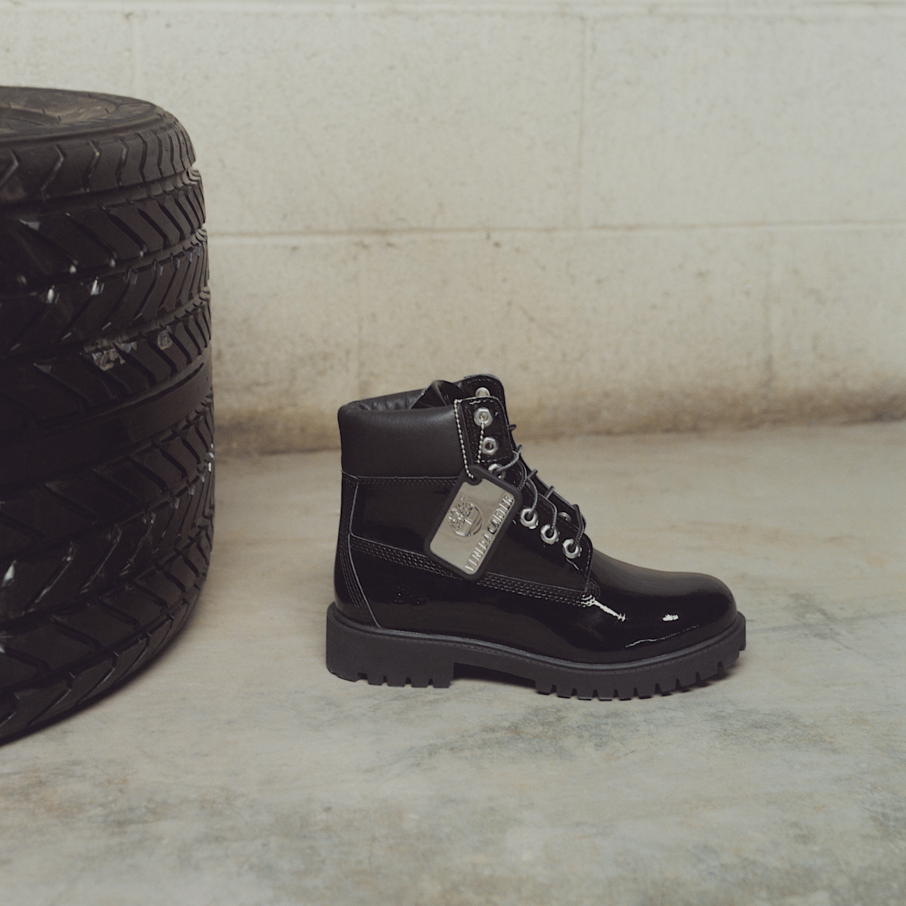 Black patent leather timberland boots clearance