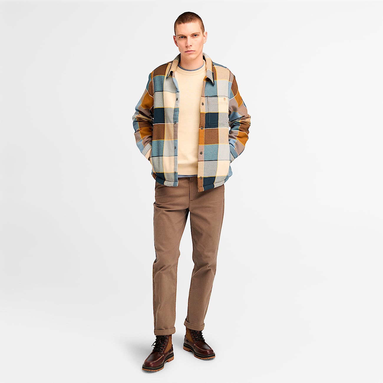 Timberland Sherpa Lined Plaid Overshirt Multicolor L Man