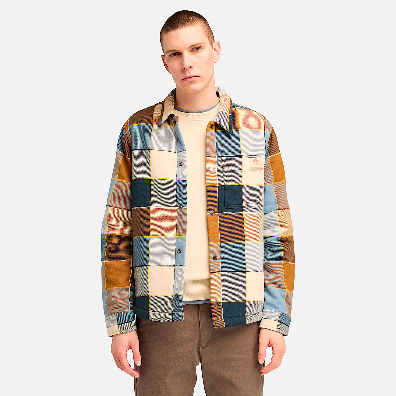 Timberland Sherpa Lined Plaid Overshirt Multicolor L Man