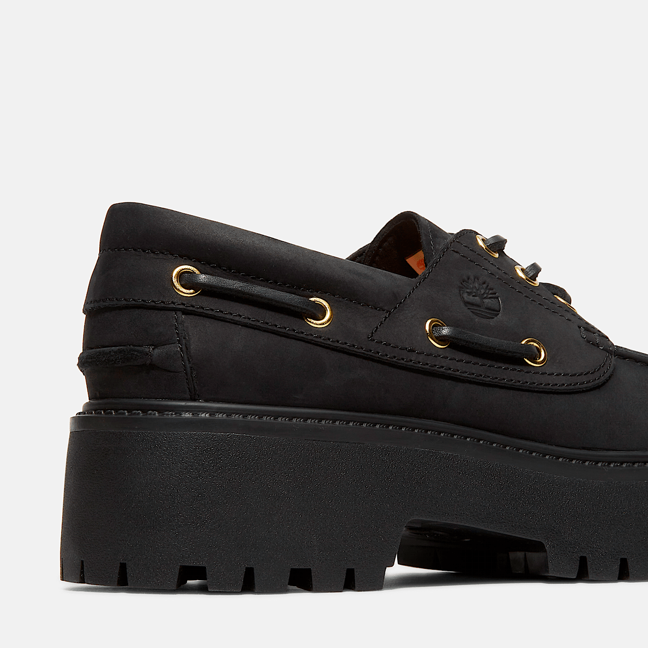 Timberland Women s Stone Street Platform Boat Shoe in Black