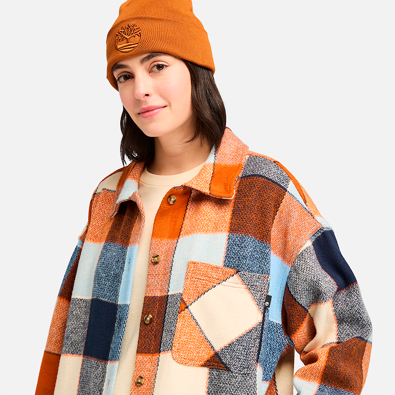 Sobrecamisa larga de franela gruesa para mujer
