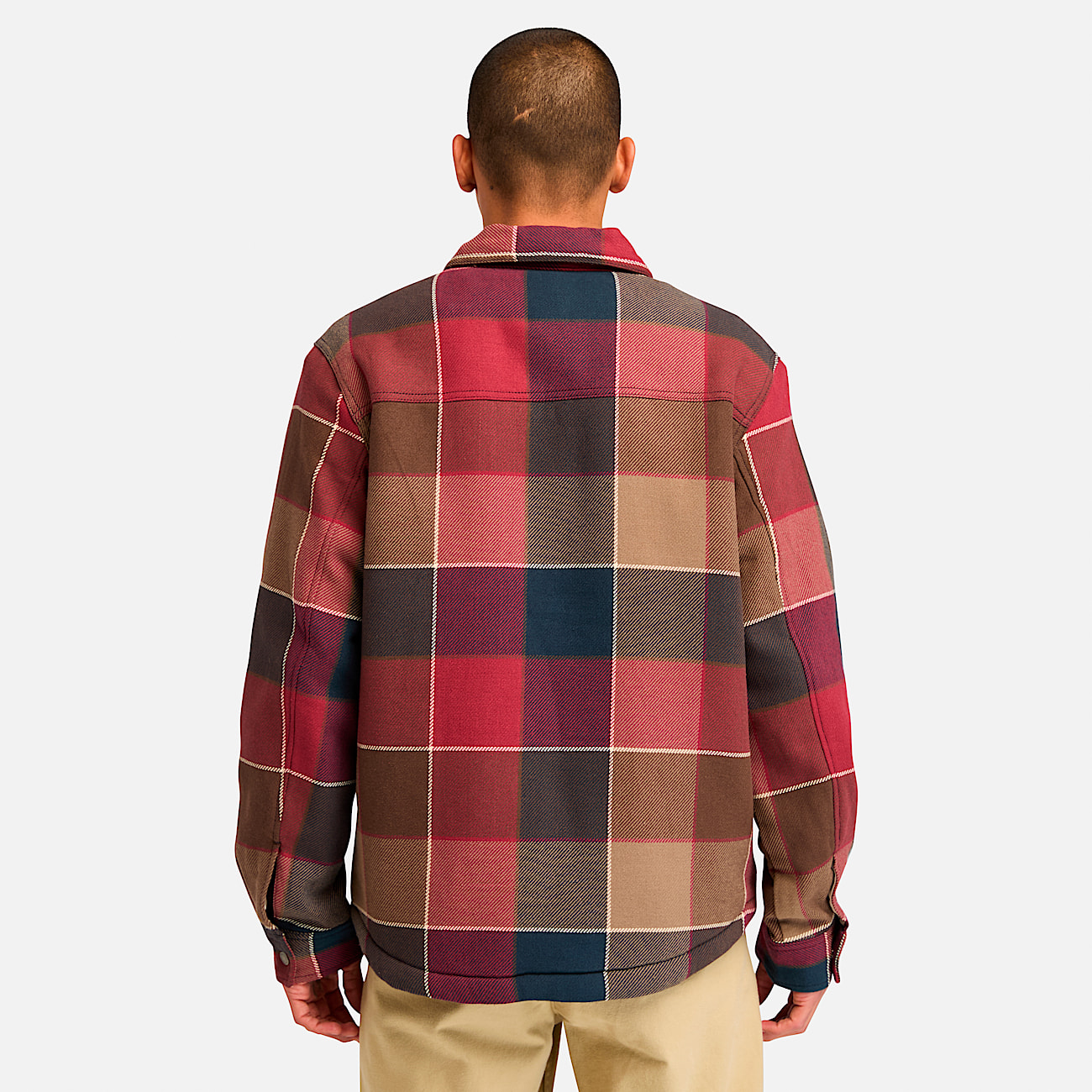 Timberland Sherpa Lined Plaid Overshirt Red M Man
