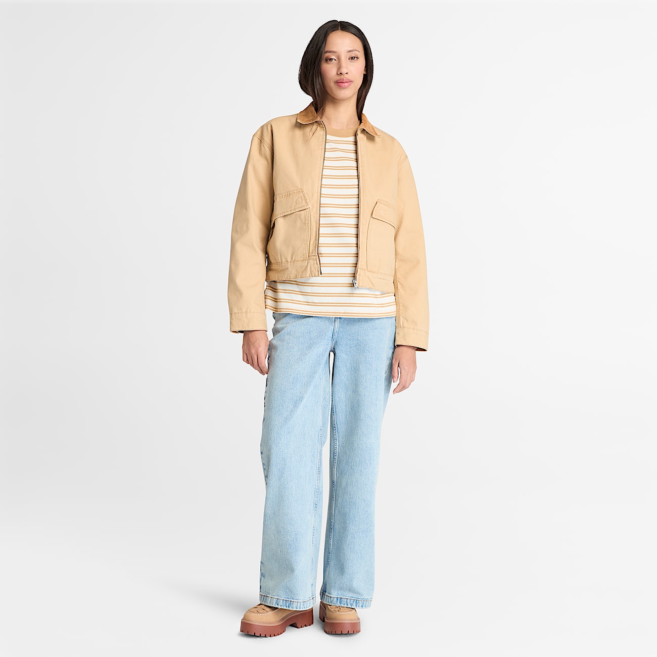 Timberland Women s Strafford Washed Canvas Jacket in Light wheat b