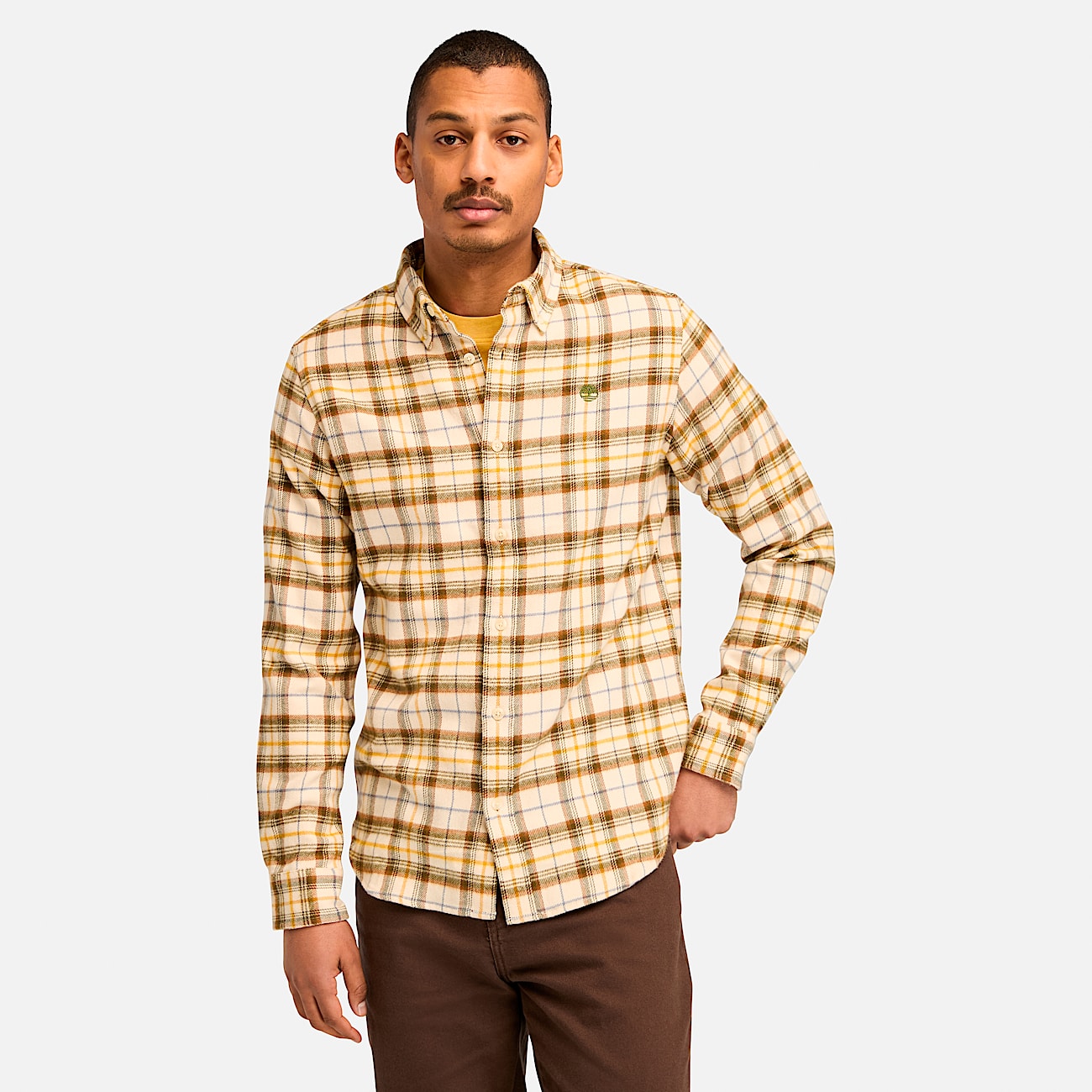 Camisa cuadros amarilla hombre sale