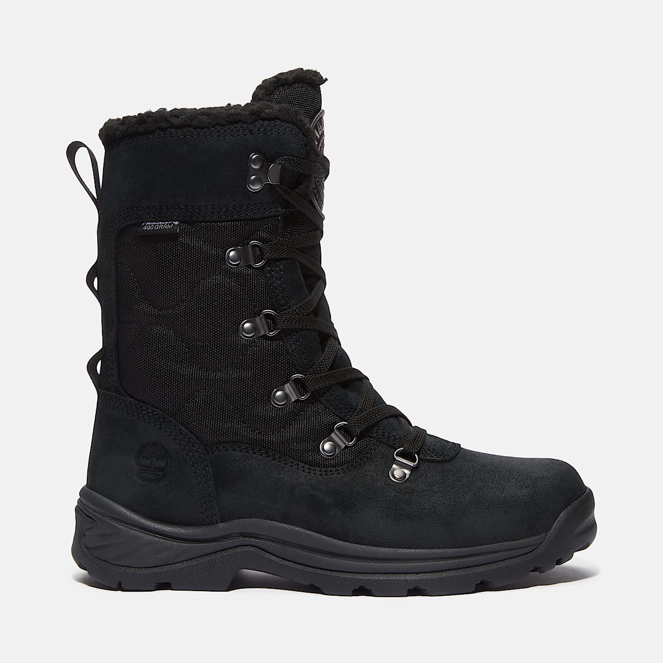 Timberland Women s Chocorua Tall Lace Up Waterproof Snow Boot in Blk full grain