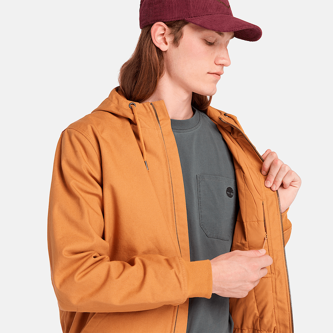 Men s Insulated Canvas Hooded Bomber Jacket