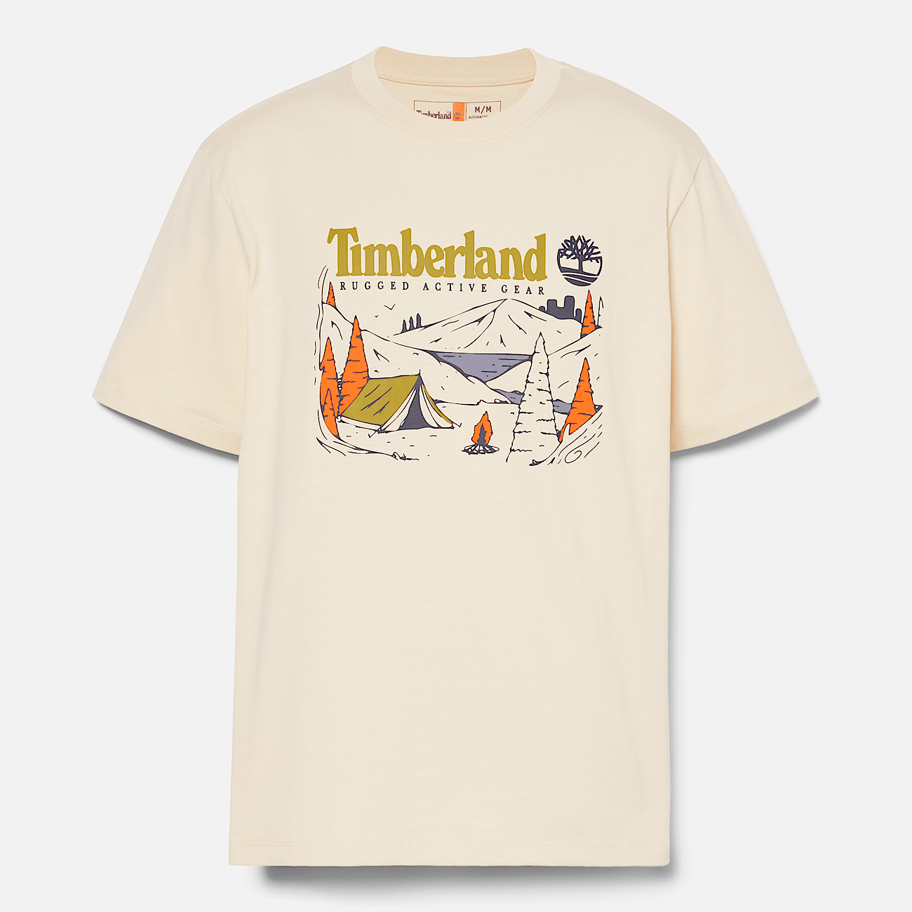 Timberland Men s Outdoor Inspired Camping Graphic T Shirt in Angora