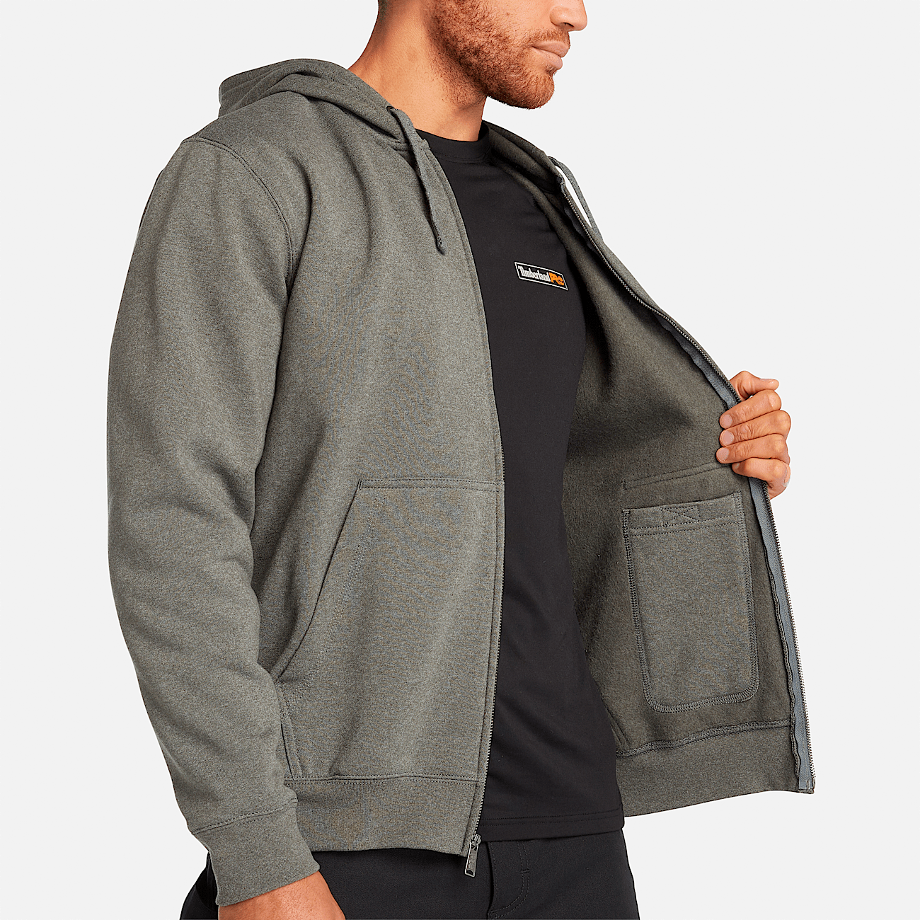Timberland PRO Men s Hood Honcho Sport Full Zip Hoodie in Dark Charcoal Heather White Size 4XL REG