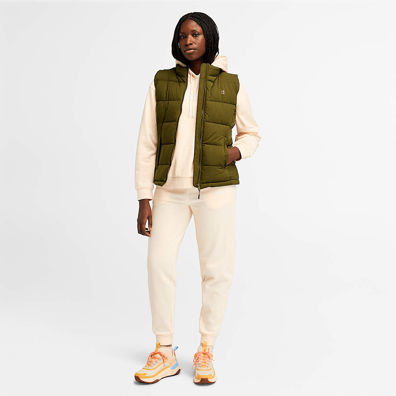 Green puffer vest womens best sale