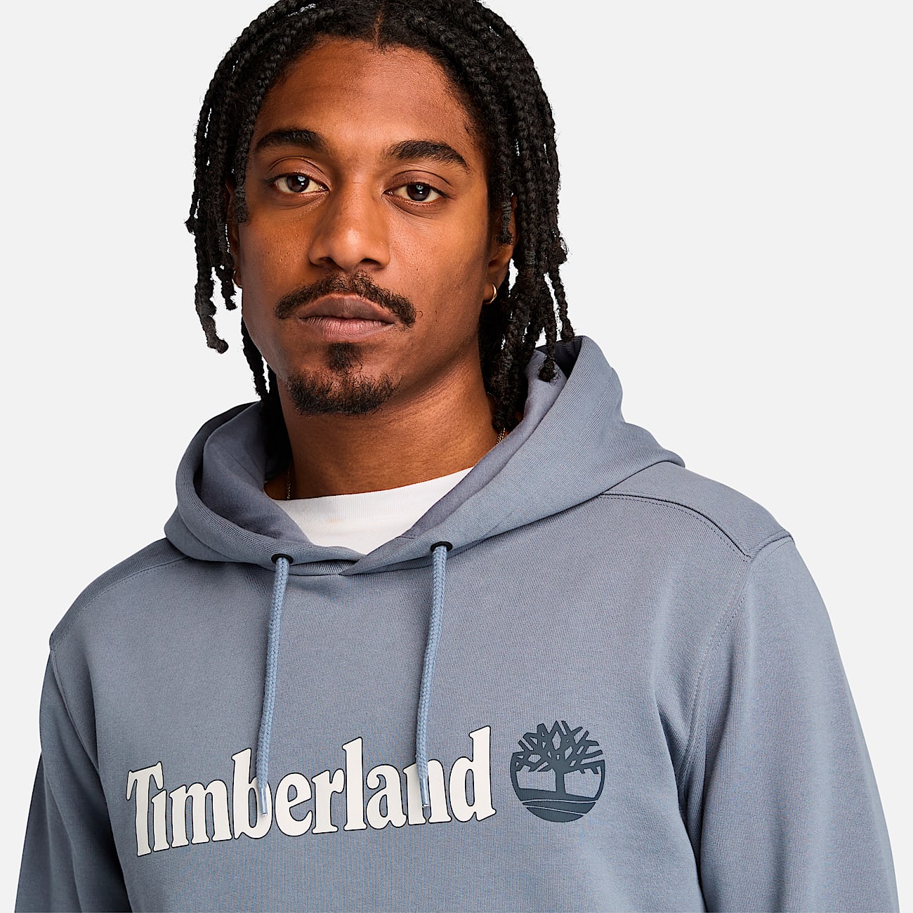 Timberland Men s Kennebec River Linear Logo Hoodie in Folkstone gray