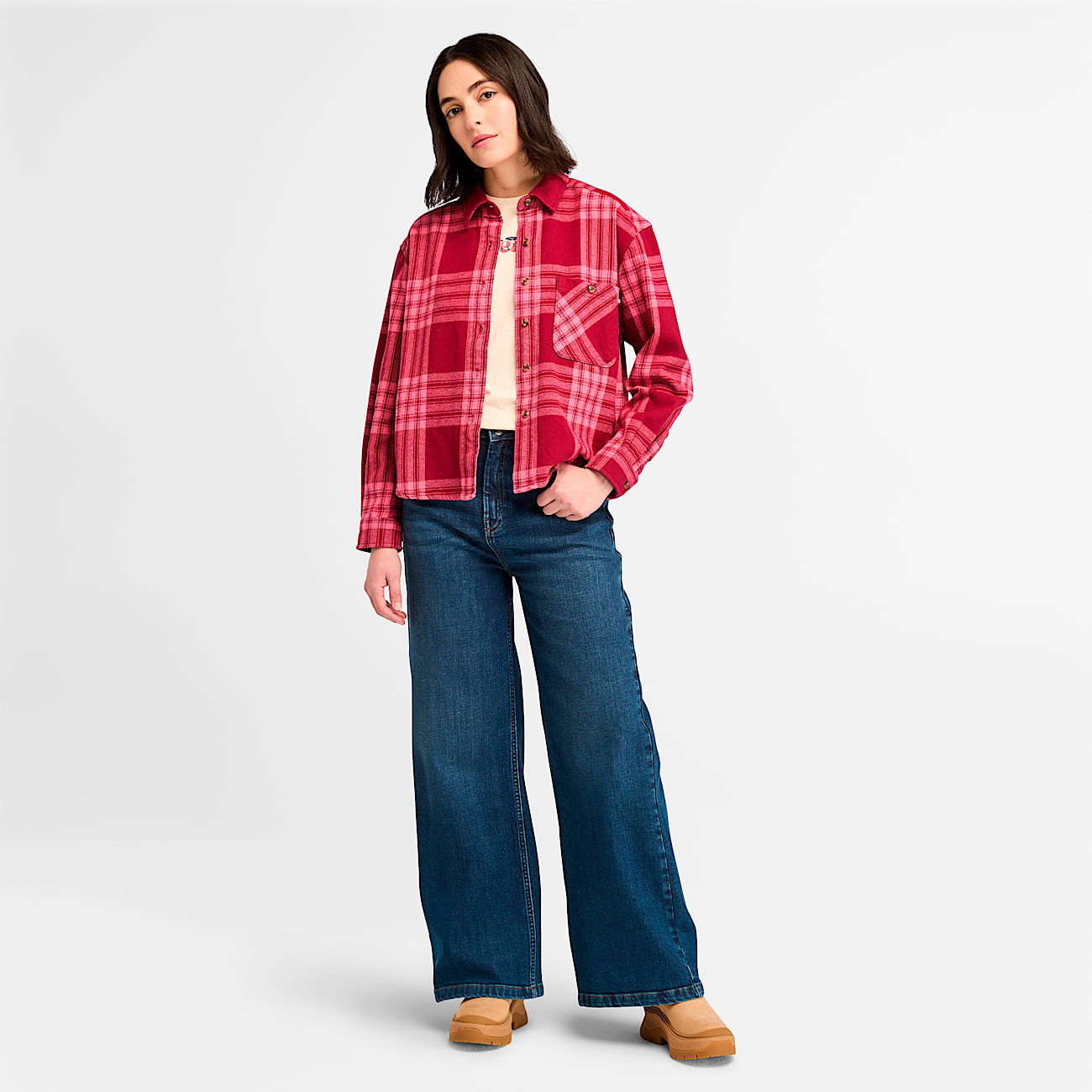 店内商品がすべてレジにて半額！！ Midweight Women's Flannel Shirt Pocket トップス