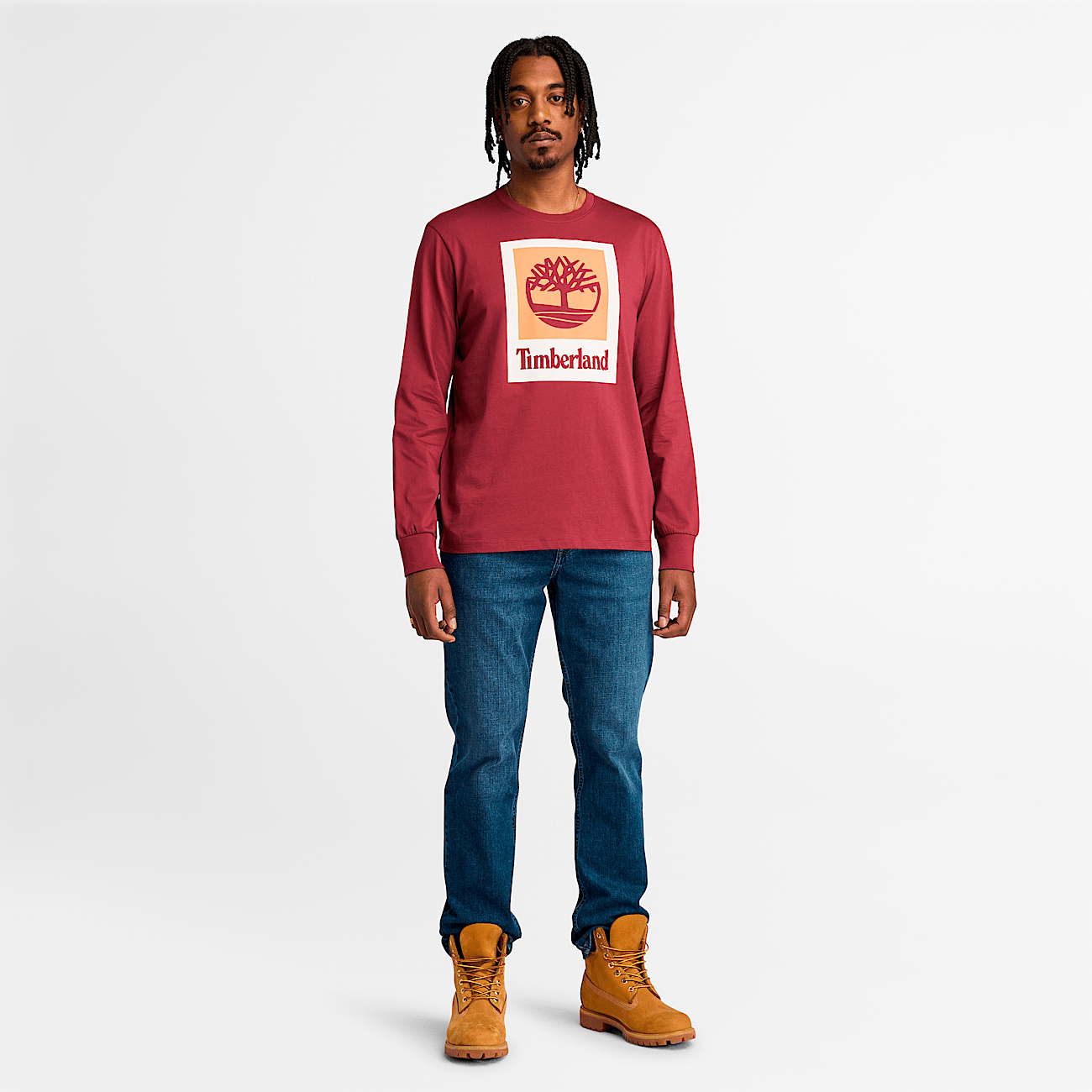 Men s Stack Logo Colored Long Sleeve Tee