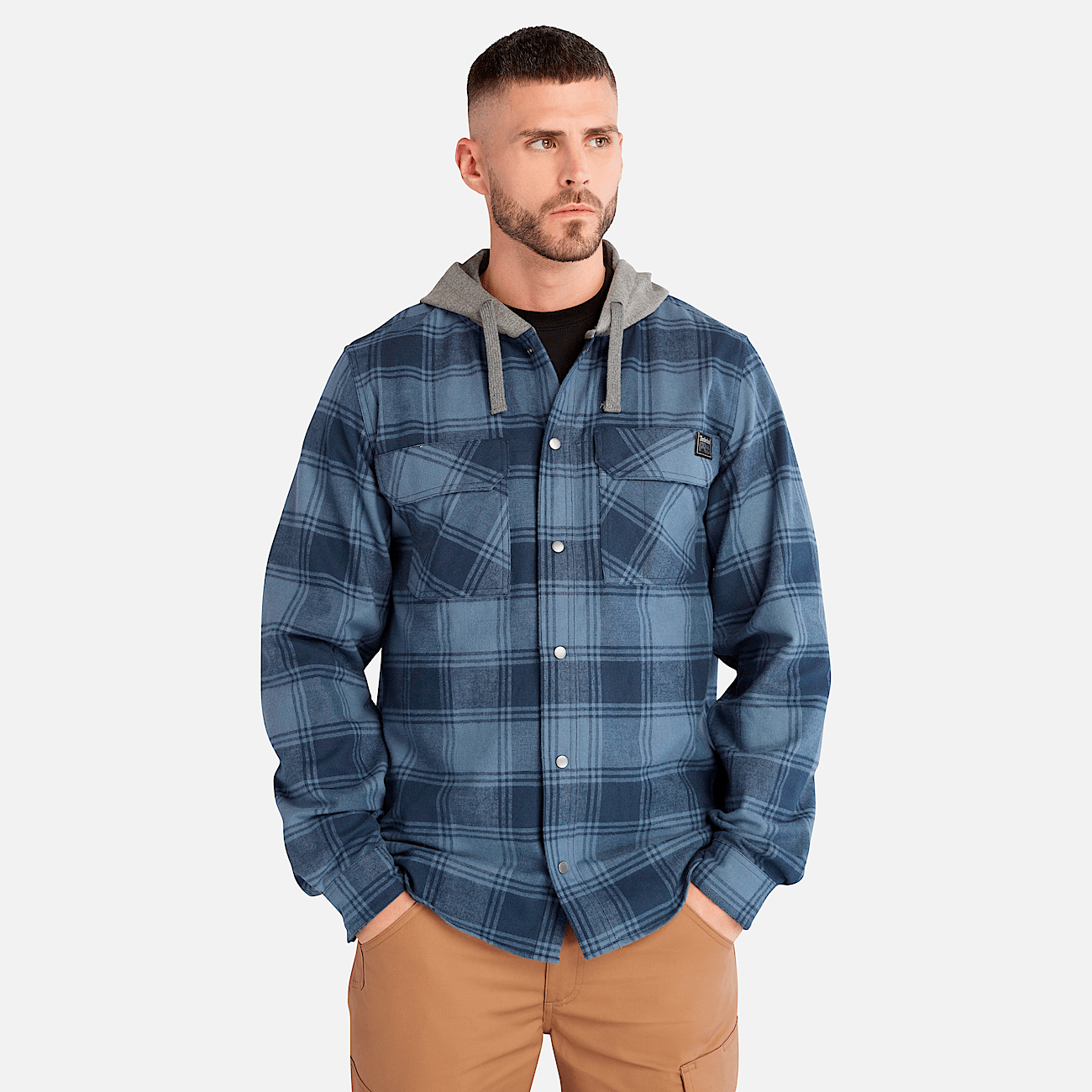 Mens flannel pullover hoodie sales
