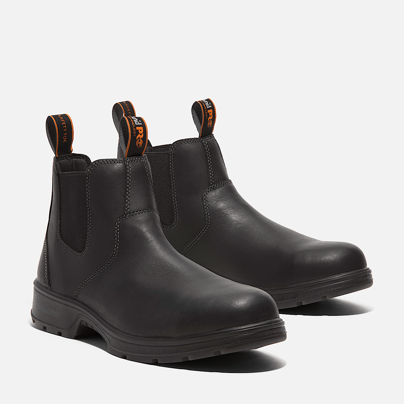 Black safety toe work boots top