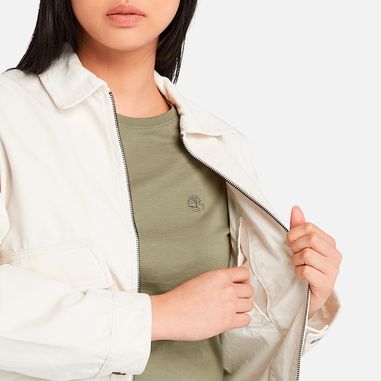 Timberland Women s Strafford Washed Canvas Jacket in Vintage White