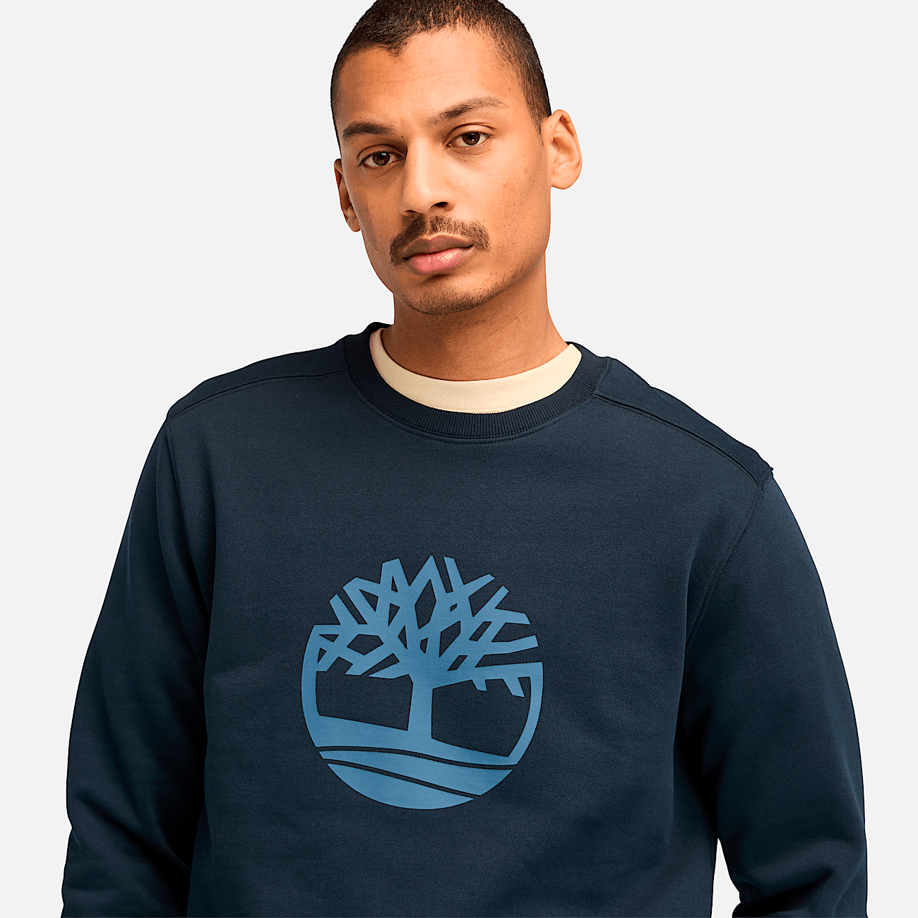 Men s Timberland Tree Logo Crew Neck Sweatshirt in Dark sapphire