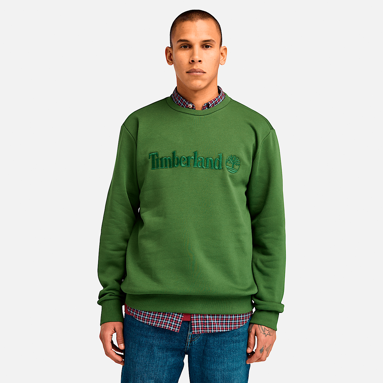 Timberland Men s Hampton Crew Neck Sweatshirt in Dark Green Size 2XL