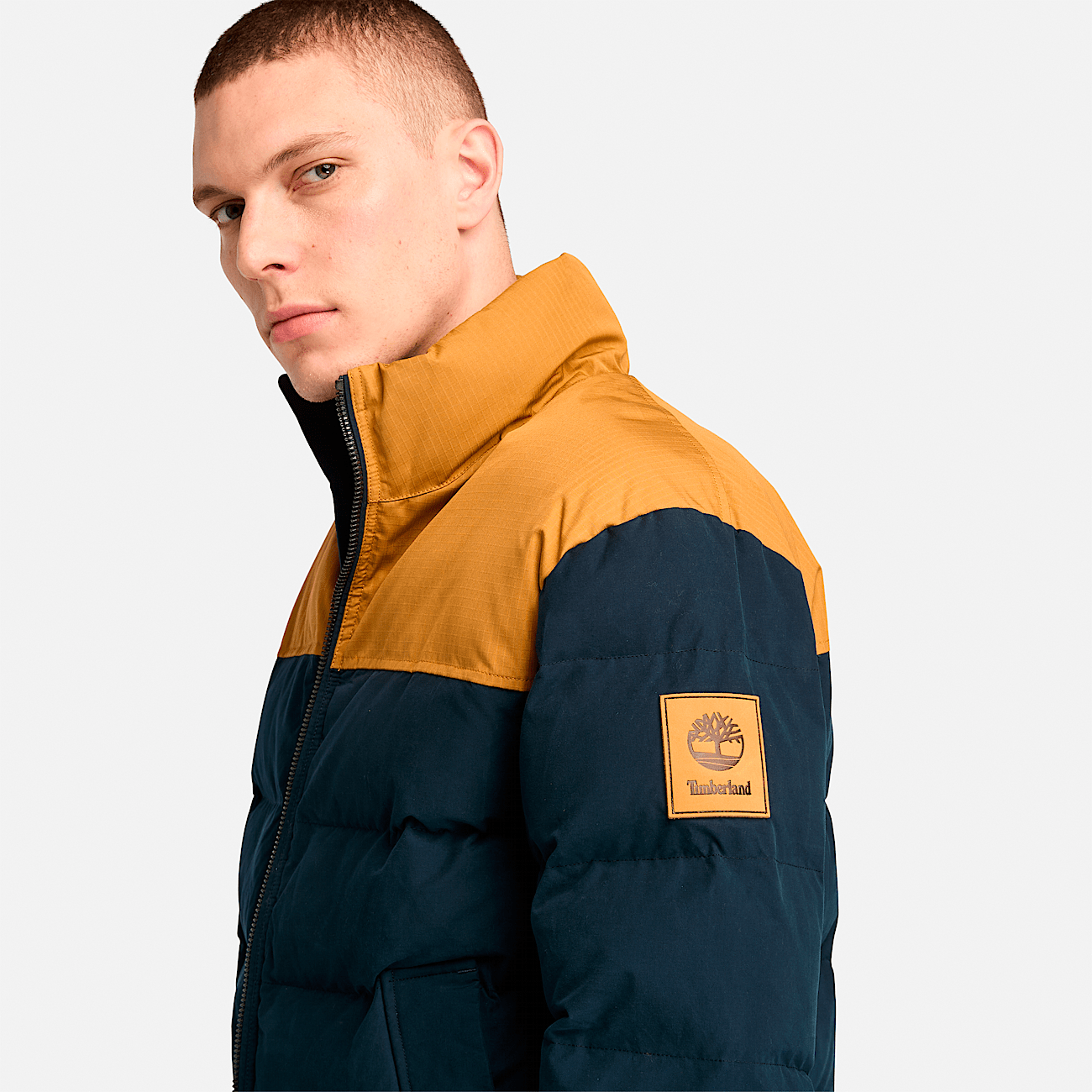 Timberland Welch Mountain Puffer Jacket Men s XXL Wheat Dark Navy