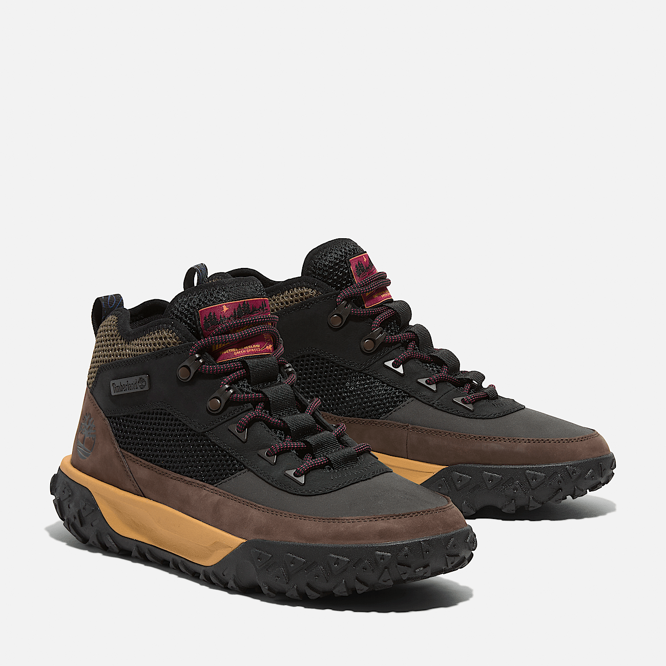 Green and brown timberland field boots top