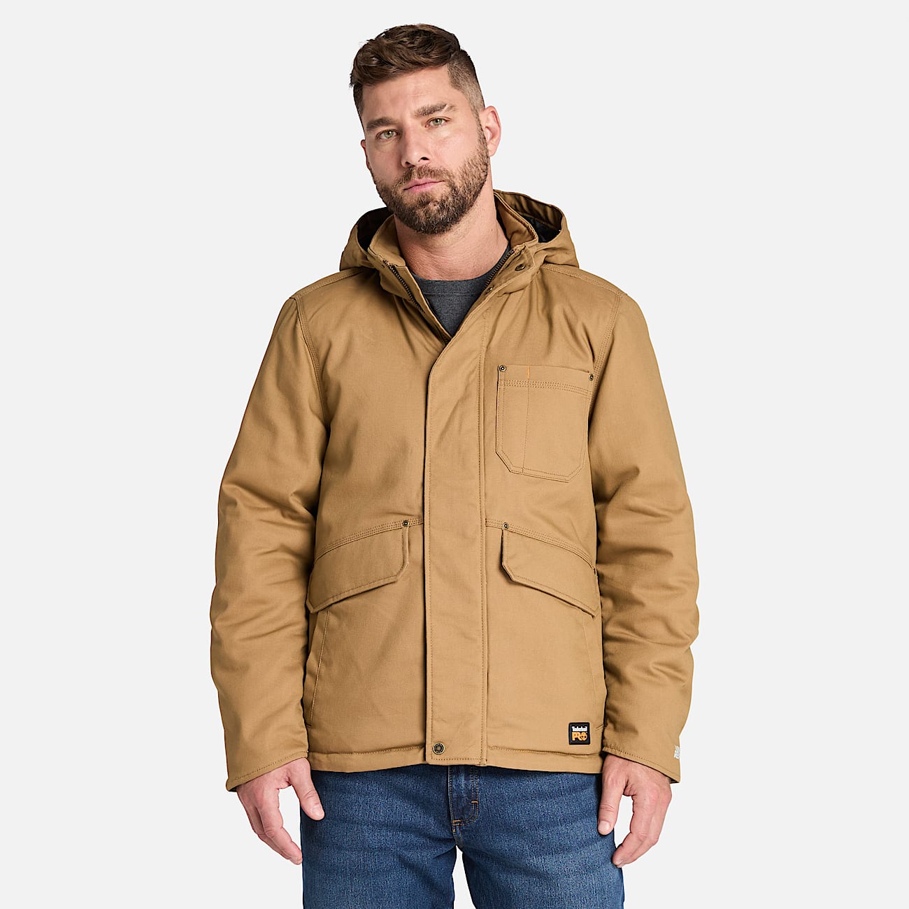 Men s Timberland PRO Ironhide Insulated Hooded Jacket in Dark wheat