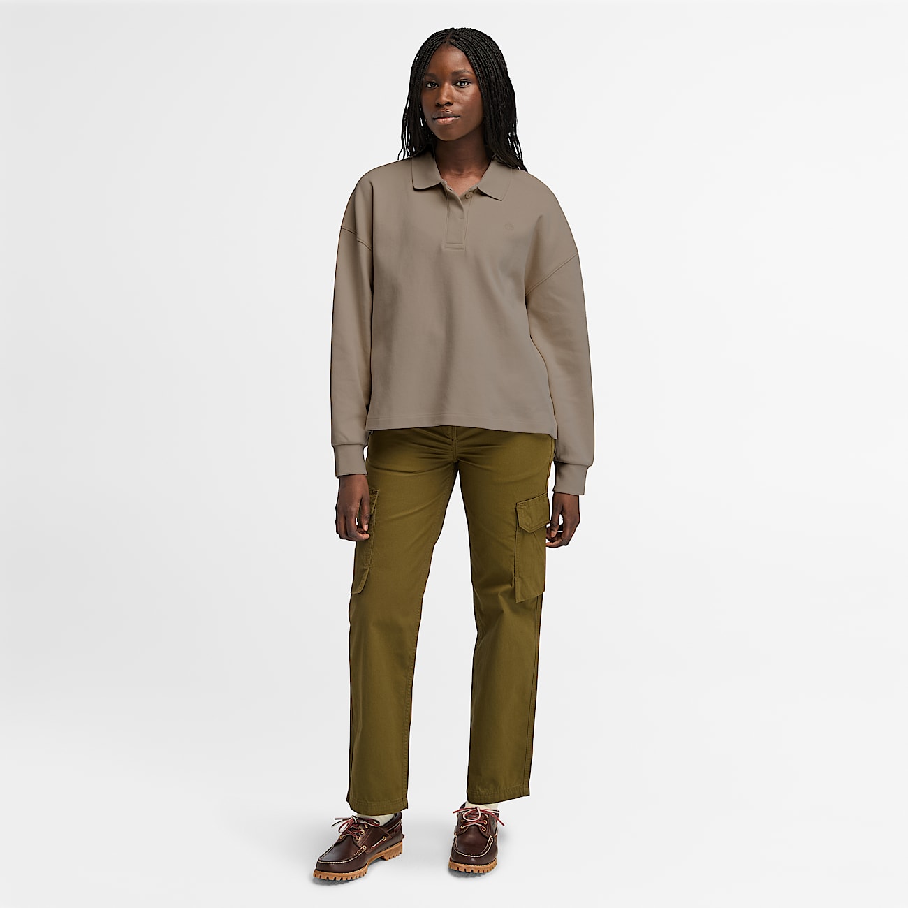 Timberland Women s Lush Polo Shirt Sweatshirt in Chocolate Chip