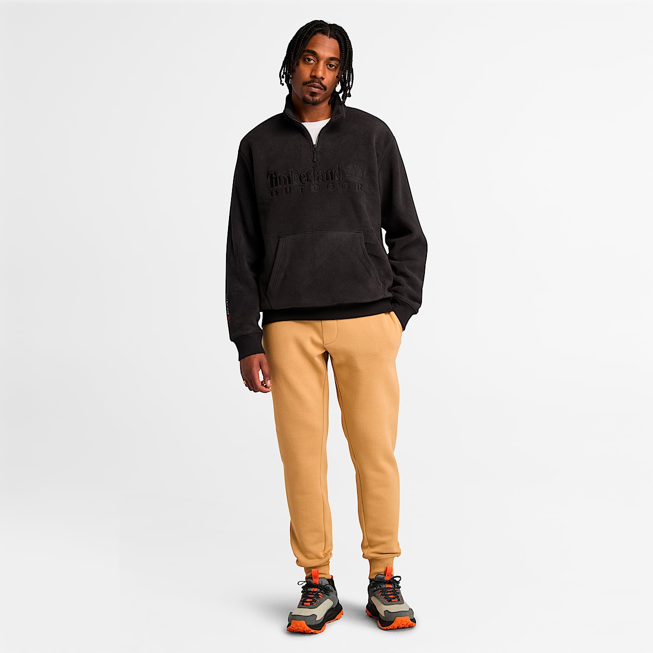 Men s Linear Logo Quarter Zip Polartec Fleece Sweatshirt