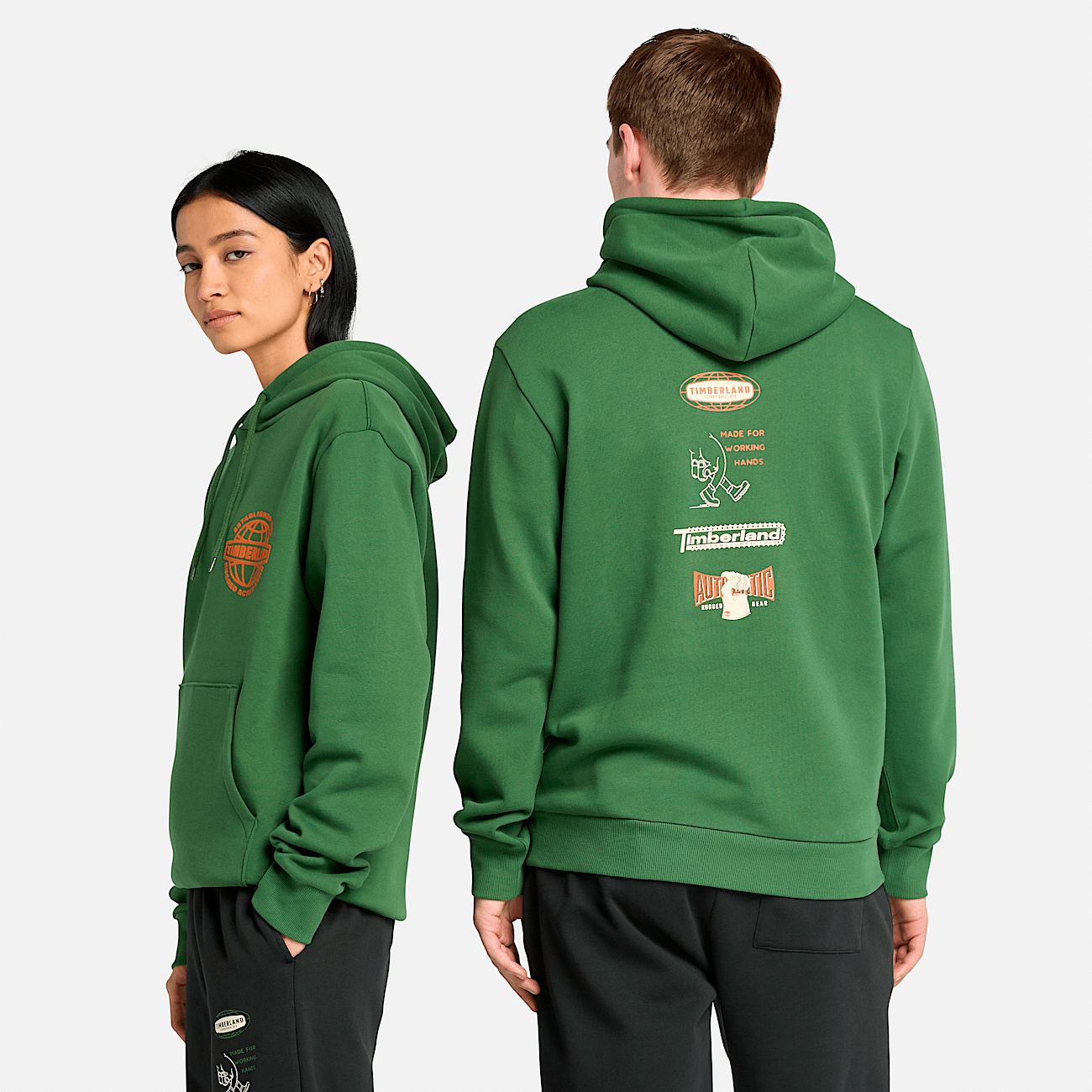 Timberland Made For Working Graphic Hoodie in Blk forest grn