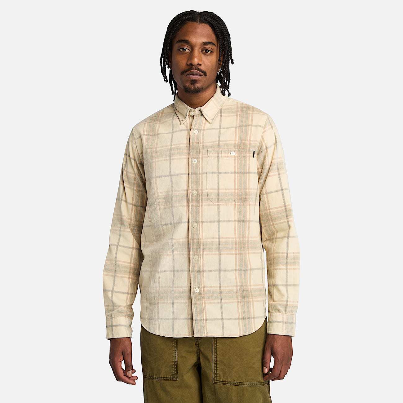 Camisa de pana a cuadros para hombre