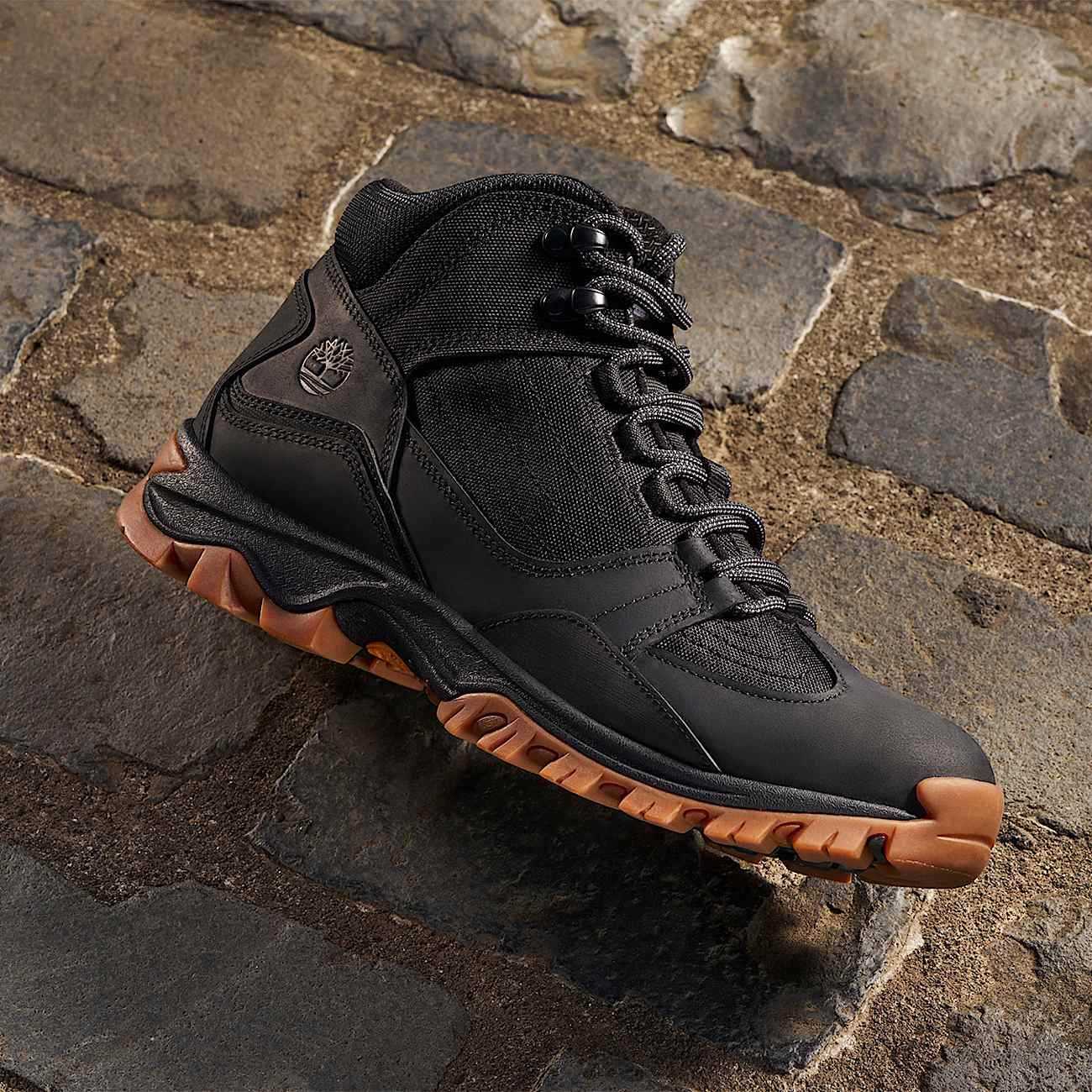 Black timberland hiking boots top