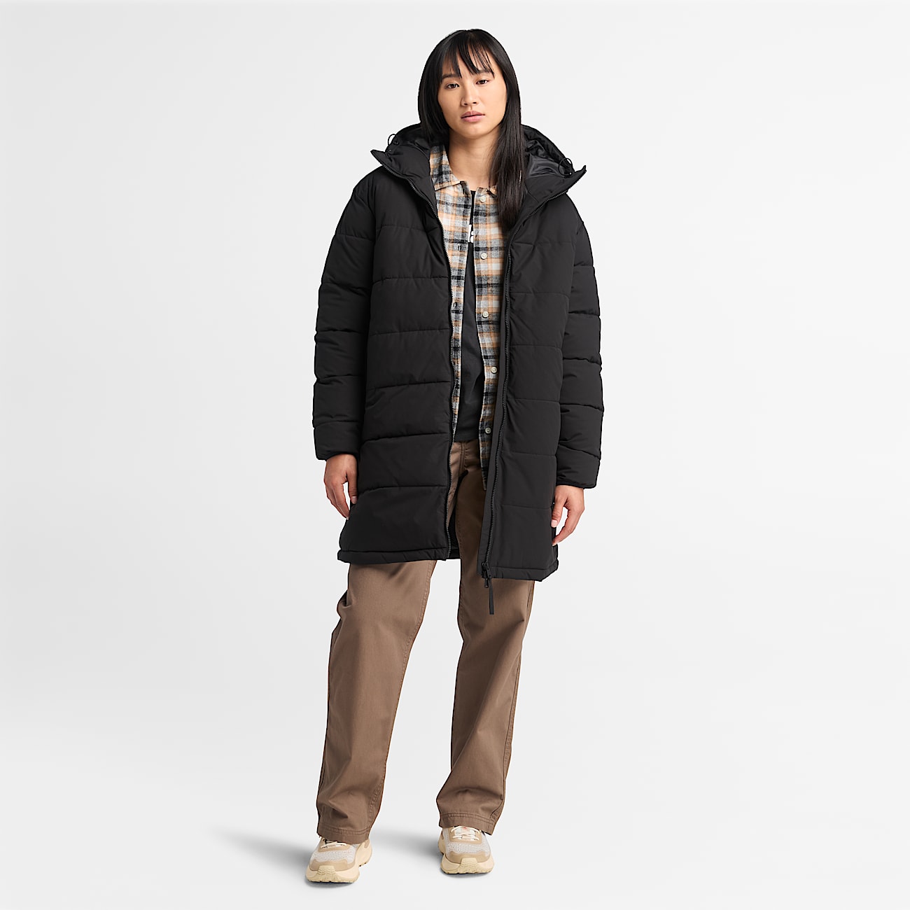 Black puffer parka womens discount