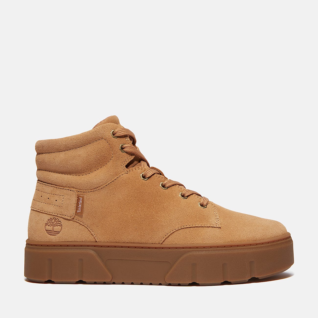 Timberland Women s Laurel Court High Top Lace Up Sneaker in Md beige suede